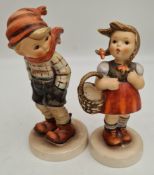 Vintage Goebel Hummel Figures x 2 Little Shopper and March Winds