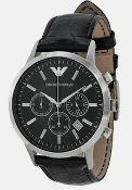 Emporio Armani AR2447 Men's Renato Black Leather Strap Chronograph Watch