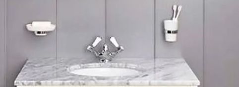 (6P) 1x Bathstore Savoy 790 Carrara Marble 1 Tap Hole Top & U/C Ceramic Basin – New Item.