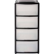 (4J) 15x Mixed Storage Containers. To Include Really Useful Box & Tomtareli 4 Drawer Tower (Damage