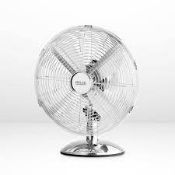 (13D) 2x Arlec 12” Chrome 4 Blade Metal Desk Fan RRP £30 Each. (New, Sealed Items With Box Damage).