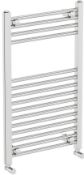 (6P) 1x Victoria Plum Straight Round Tube HTR Chrome Towel Rail (700 x 400mm). New, Sealed Item.