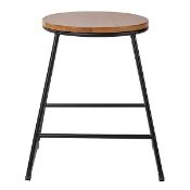 (7G) 4x Wooden & Black Steel Stool.