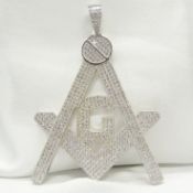 A large and weighty Silver Masonic pendant pavŽ-set with several hundred Cubic Zirconia stones