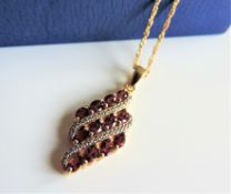 Gold on Silver 3ct Pink Tourmaline Pendant Necklace New with Gift Box