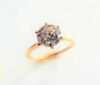 Gold on Sterling Silver 2ct Moissanite Solitaire Ring New with Gift Box