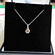 Sterling Silver White Sapphire Pendant Necklace with Gift Pouch