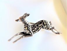 Vintage Sterling Silver Marcasite Bambi Brooch with Gift Pouch