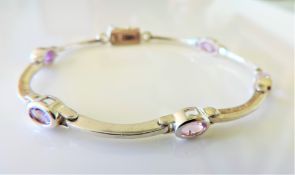Sterling Silver Amethyst Tennis Bracelet with Gift Box