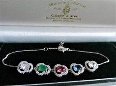 Sterling Silver Multi Gemstone Bracelet New with Gift Box