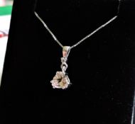 Sterling Silver 1.3ct Morganite Pendant Necklace New with Gift Box