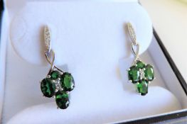 Sterling Silver 6ct Chrome Diopside Earrings New with Gift Box
