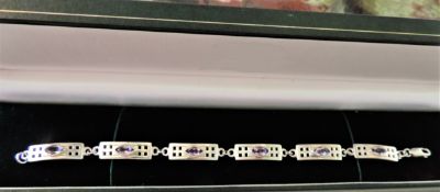 Vintage Mackintosh Style Sterling Silver and Amethyst Bracelet with Gift Box