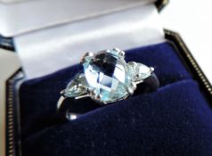 Sterling Silver 3.9ct Blue Topaz Ring New with Gift Box