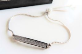 Sterling Silver White Gemstone Slider Bracelet New with Gift Box
