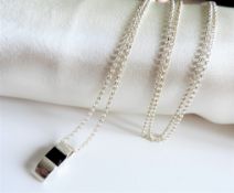 Vintage Sterling Silver Black Spinel Pendant Necklace