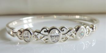 Sterling Silver 2.24 carat White Topaz Bangle New with Gift Box
