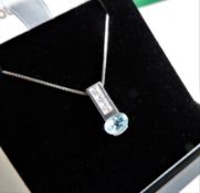 Sterling Silver Topaz Pendant Necklace New with Gift Box