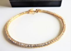 Gold on Sterling Silver Gemstone Tennis Bracelet New with Gift Box