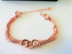 Rose Gold Sterling Silver Infinity Bracelet New with Gift Pouch