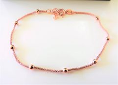 Rose Gold Beaded Chain Bracelet New with Gift Pouch
