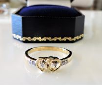 Diamond Ring in Gold on Silver New with Gift Box