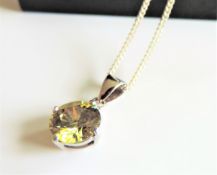 Sterling Silver 2.75 ct Lemon Citrine Pendant Necklace New with Gift Box