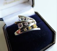 Sterling Silver Amethyst, Citrine & Topaz Trilogy Ring