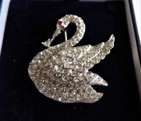 Vintage A & S Atwood & Sawyer Crystal Swan Brooch