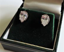 Sterling Silver 3ct Pear Cut Moissanite Earrings New with Gift Box