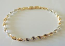 Rose Gold Silver Two Tone Twist Bracelet New with Gift Pouch