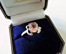 Sterling Silver 1ct Peach Tourmaline Ring
