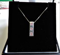 Sterling Silver Pink Sapphire Pendant Necklace with Gift Pouch