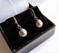 Sterling Silver Cultured Pearl Drop Earrings New with Gift Pouch
