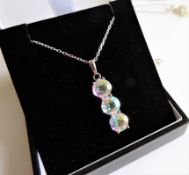 Sterling Silver 7.5 ct Mystic Topaz Necklace New with Gift Box