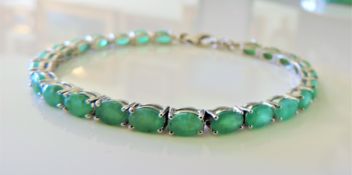 12ct Emerald Tennis Bracelet in Sterling Silver New with Gift Box