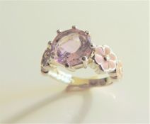 Designer 3.3ct Rose de France Amethyst Ring New with Gift Box