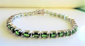 Sterling Silver 15ct Chrome Diopside Tennis Bracelet New with Gift Box