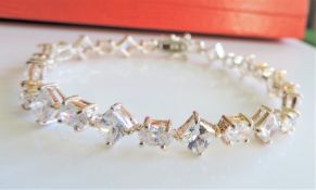 Sterling Silver 15ct White Topaz Tennis Bracelet New with Gift Box