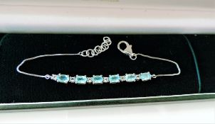 Sterling Silver 3.6 ct Topaz Bracelet New with Gift Box