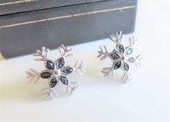 Blue Diamond Snowflake Earrings New with Gift Box