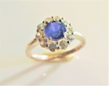 Sterling Silver 1.7ct Tanzanite & White Sapphire Ring New with Gift Box