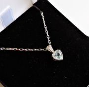 Sterling Silver Blue Topaz Heart Pendant with Gift Pouch
