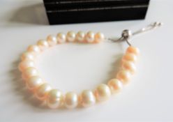 Sterling Silver Cultured Pearl Slider Bracelet New with Gift Box