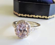 Amethyst and Diamonique Gemstone Ring New with Gift Box