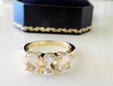 Gold on Silver 3ct White Sapphire Ring New with Gift Box