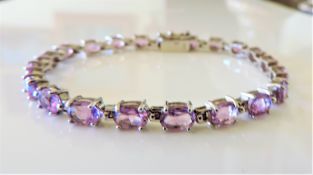 17ct Amethyst Tennis Bracelet in Sterling Silver New with Gift Box