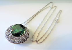 Sterling Silver 11 ct Russian Diopside Pendant Necklace New with Gift Box