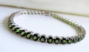 Sterling Silver 19 ct Green Tourmaline Tennis Bracelet New With Gift Box