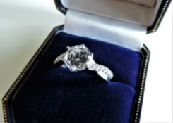 Sterling Silver 3.6 ct Solitaire Ring New with Gift Box